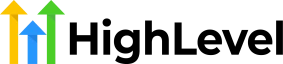 HighLevel logo with yellow, blue and green arrows beside the name.